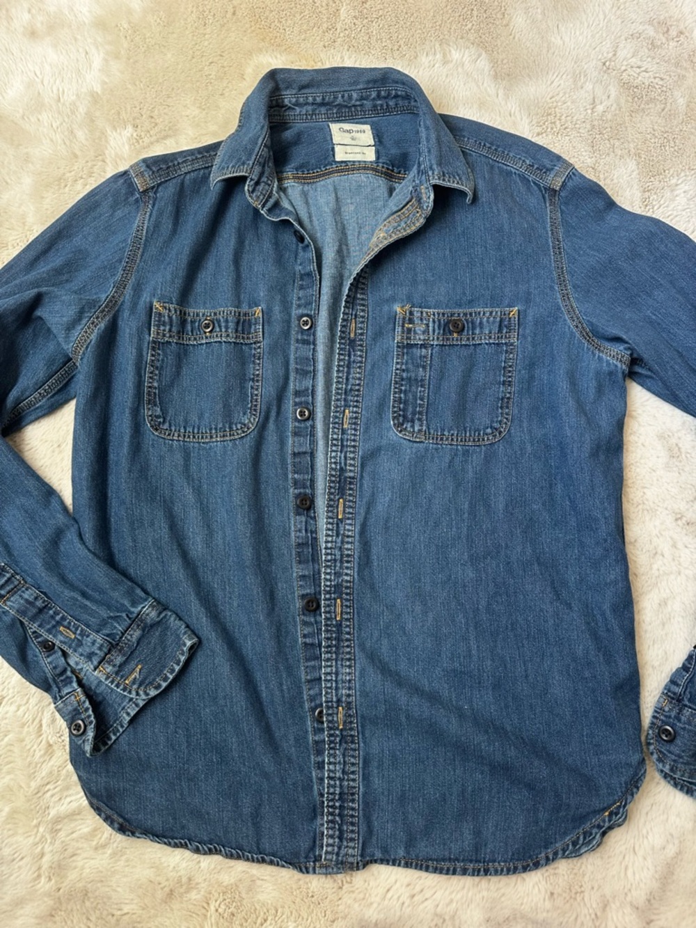 GAP Men's Denim Button-Down Shirt - Blue